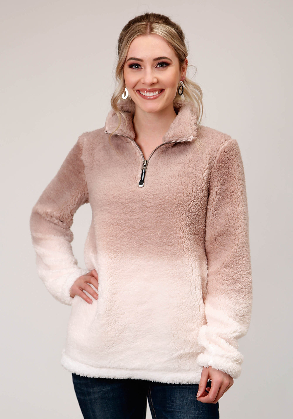 Roper Womens Polar Fleece Dip Dye Pullover - Roper