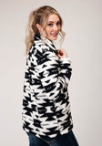 Roper Womens Polar Fleece Black White Aztec Pullover - Roper
