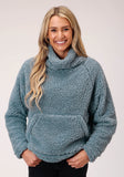 Roper Womens Steel Blue Polar Fleece Pullover - Roper