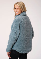 Roper Womens Steel Blue Polar Fleece Pullover