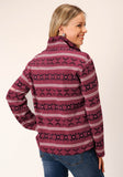 Roper Womens Rusty Red Aztec Print Fleece Pullover - Roper