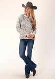 Roper Womens Snow Leopard Print Fleece Pullover - Roper