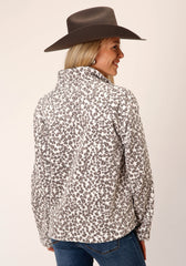 Roper Womens Snow Leopard Print Fleece Pullover