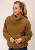 Roper Womens Teddy Bear Brown Polar Fleece Pullover - Roper