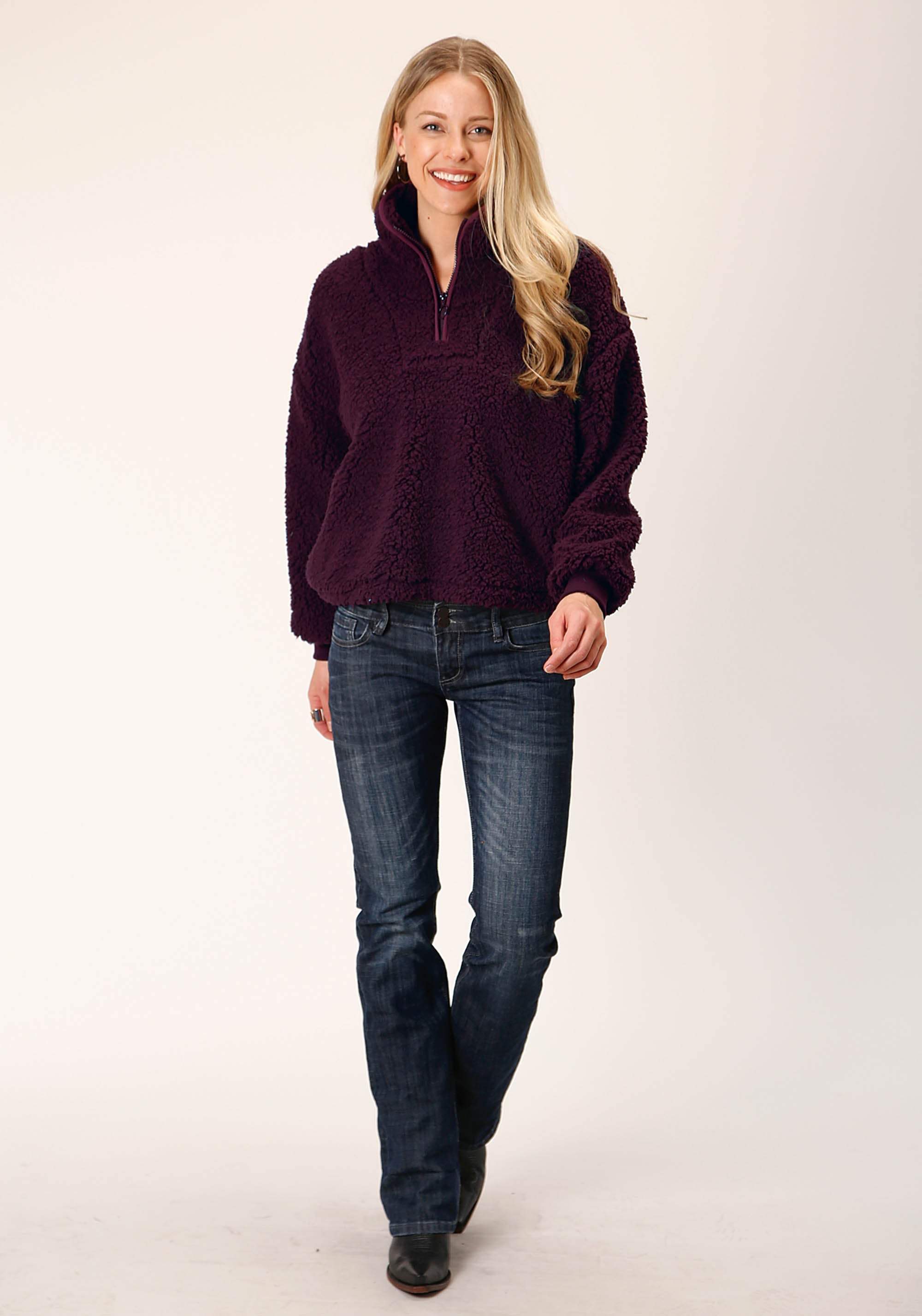 Roper WOMENS CHARCOAL POLAR FLEECE PULLOVER - Roper - Flyclothing LLC