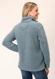 Roper Womens Solid Steel Blue Polar Fleece Pullover - Roper