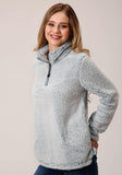 ROPER WOMENS AQUA FUZZY FLEECE PULLOVER - Roper