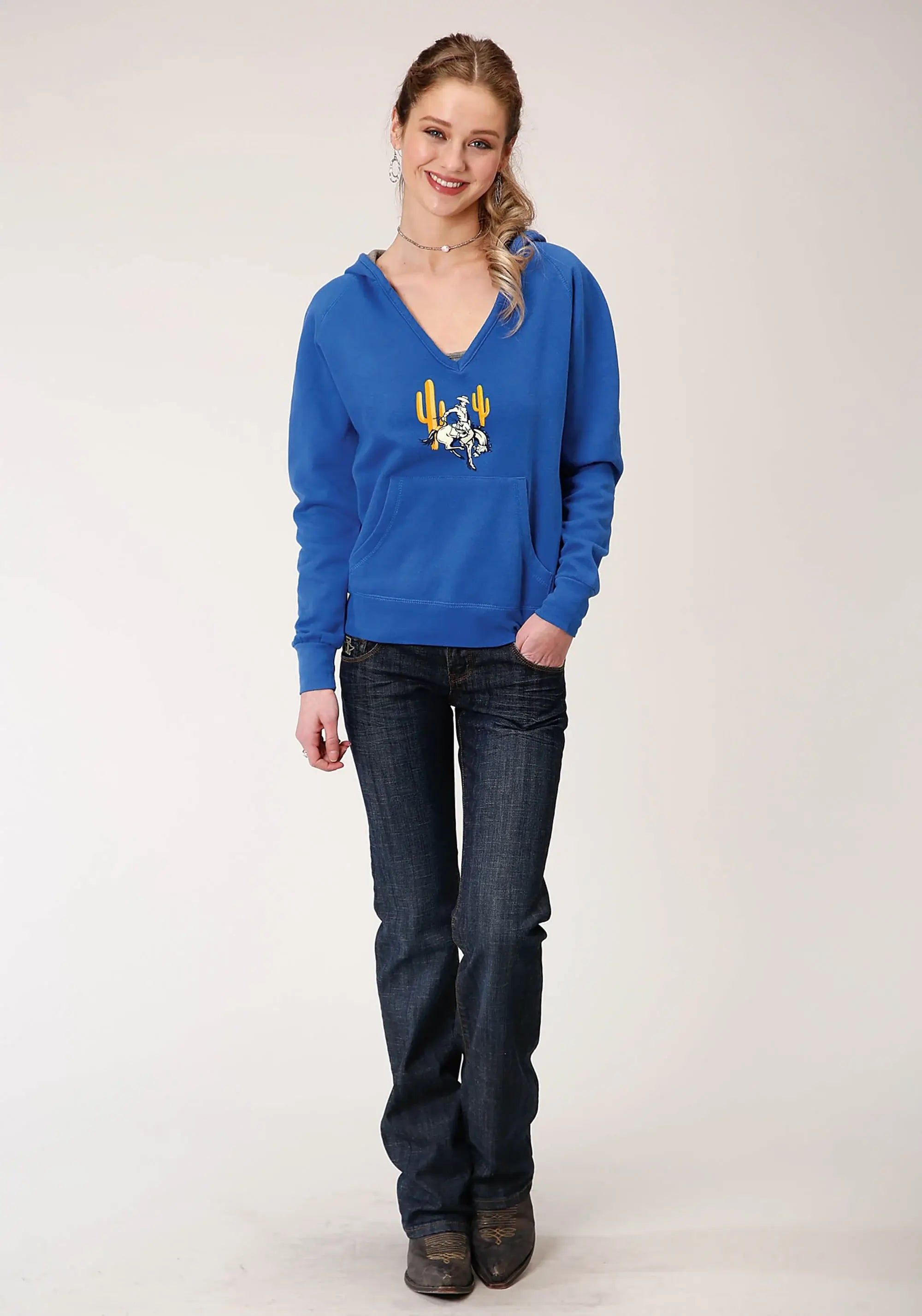 Roper Womens Rider And Cactus Screen Print Hoodie - Roper - Flyclothing LLC
