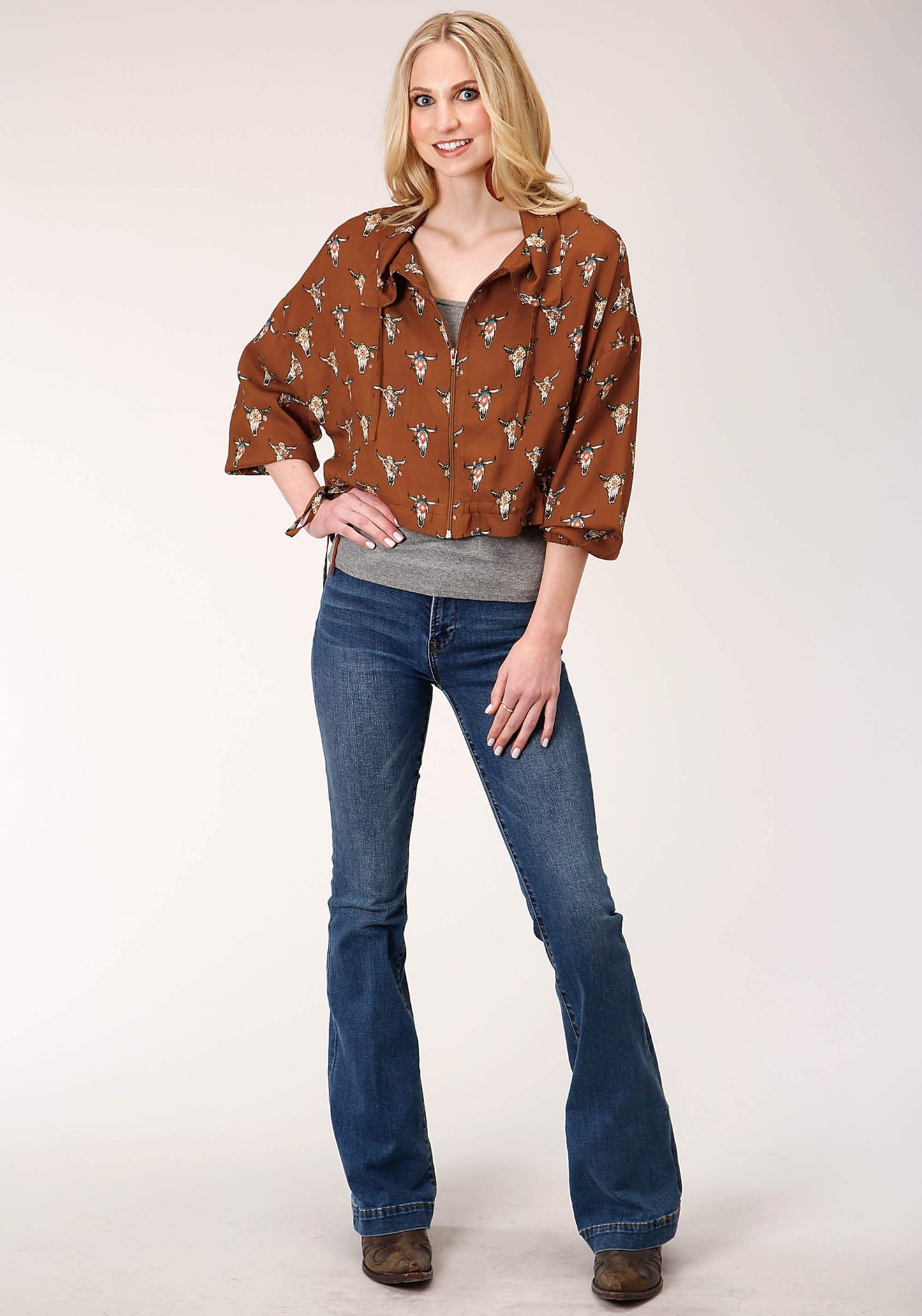 Roper Womens Cowskulls Print Dolman Sleeve Jacket - Roper - Flyclothing LLC