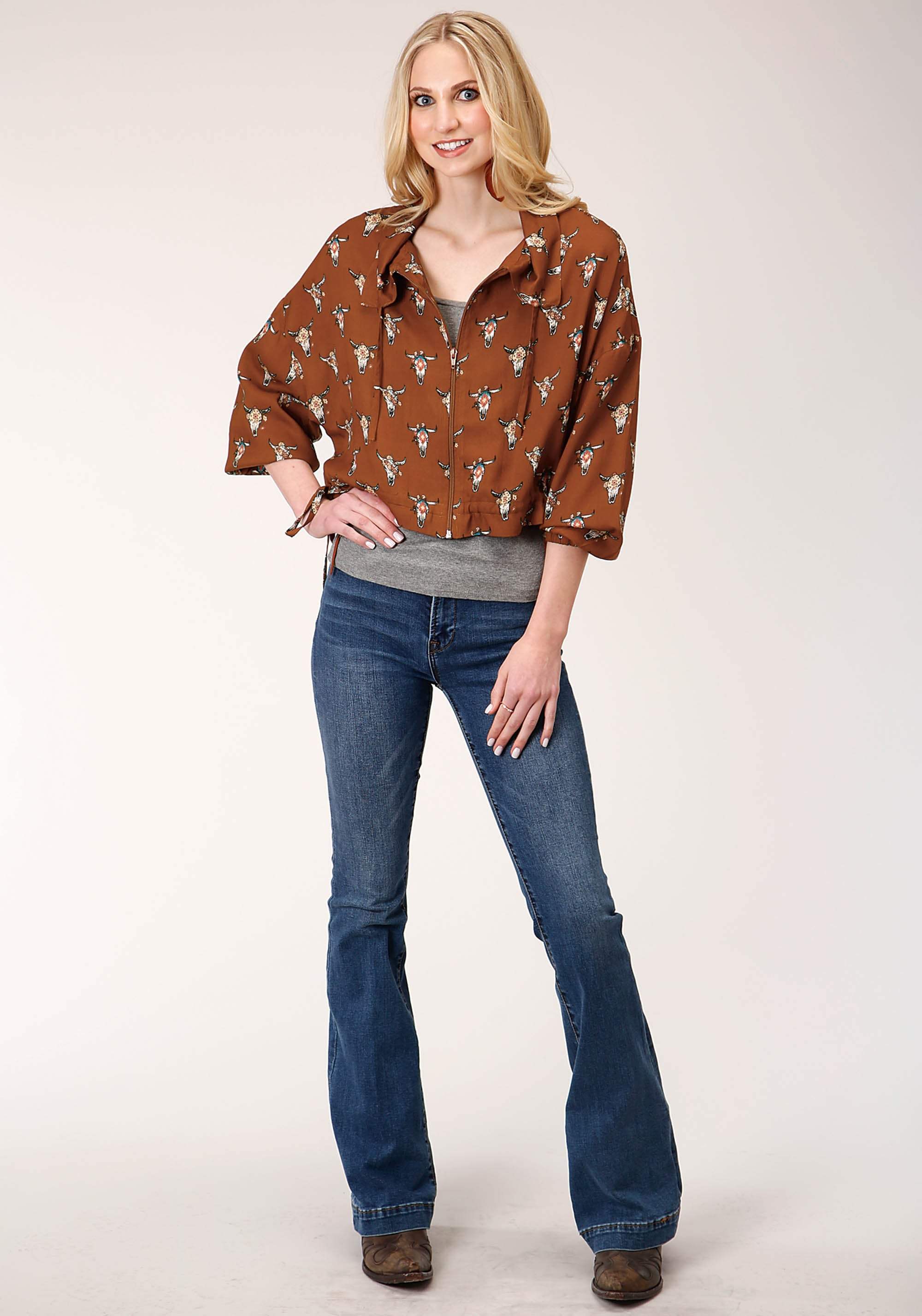 Roper Womens Cowskulls Print Dolman Sleeve Jacket - Roper - Flyclothing LLC
