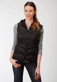 Roper Womens Black Down Hooded Vest - Roper