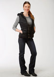 Roper Womens Black Down Hooded Vest - Roper