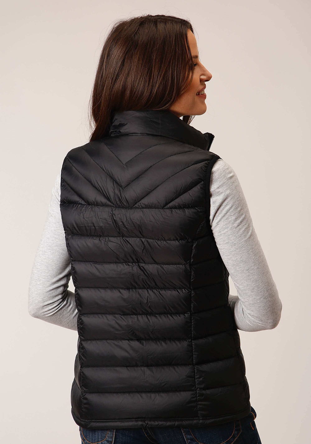 Roper Womens Down Black Nylon Dwn Proof Coated Vest - Roper - Flyclothing LLC
