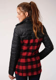 Roper Womens Black Poly Filled Crushable  Zip Front Jacket - Roper