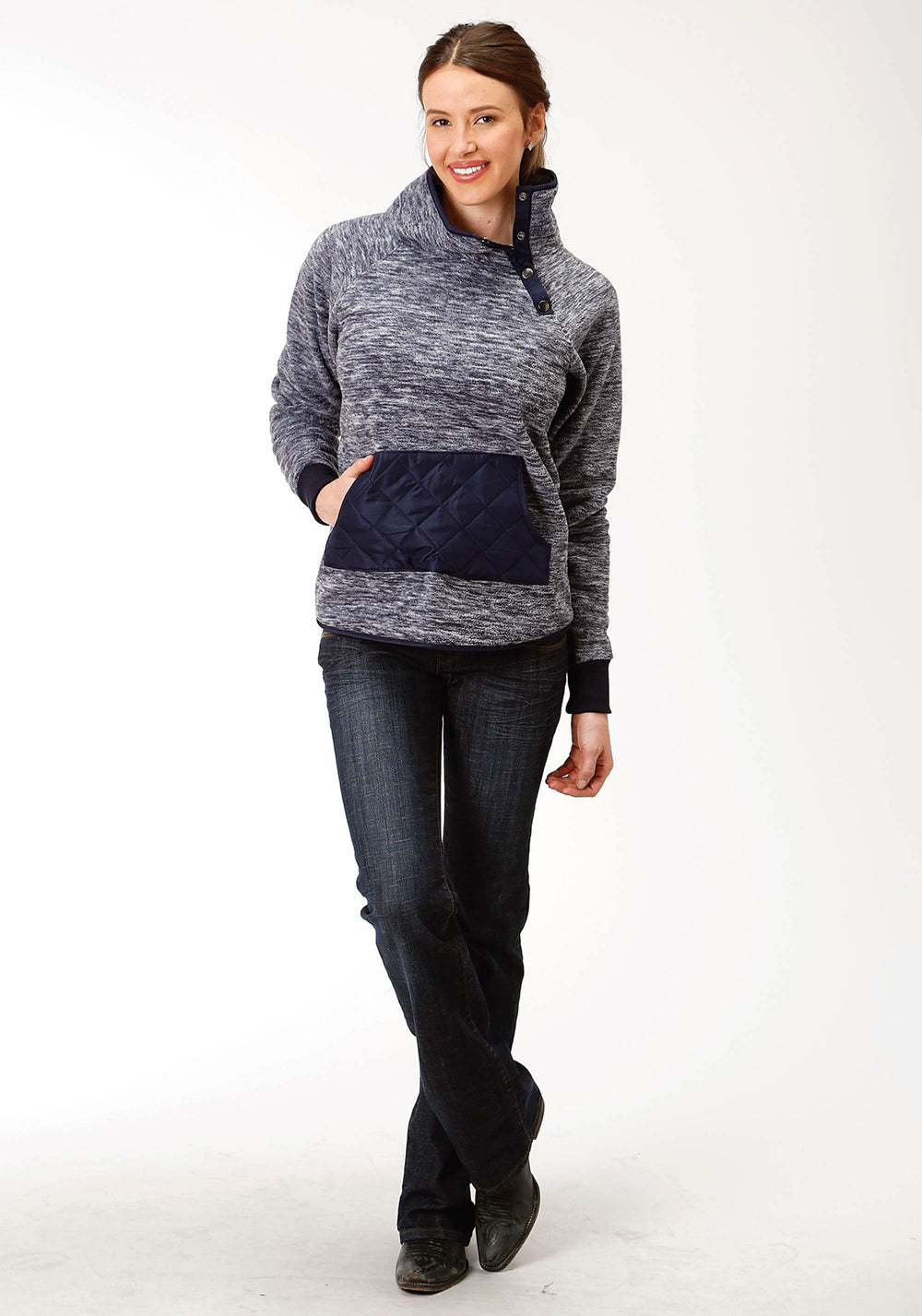 Roper Womens Navy Micro Fiber Fleece Jacket - Roper