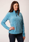 Roper Womens Heathered Teal Fleece  Pullover - Roper