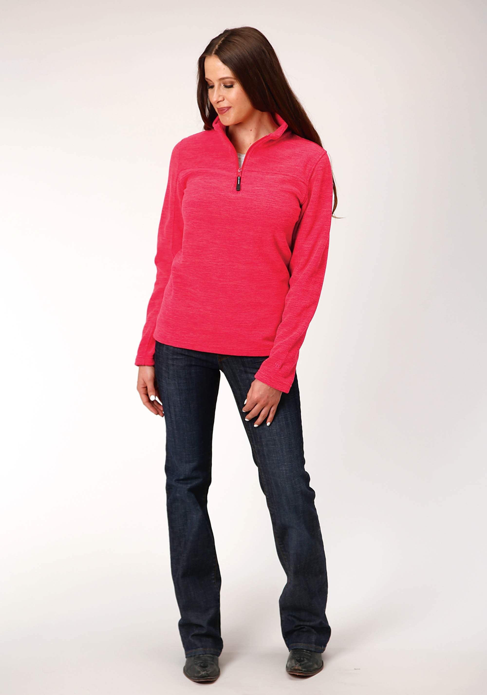 Roper Womens Melange Neon Pink Micro Fleece Pullover - Roper - Flyclothing LLC