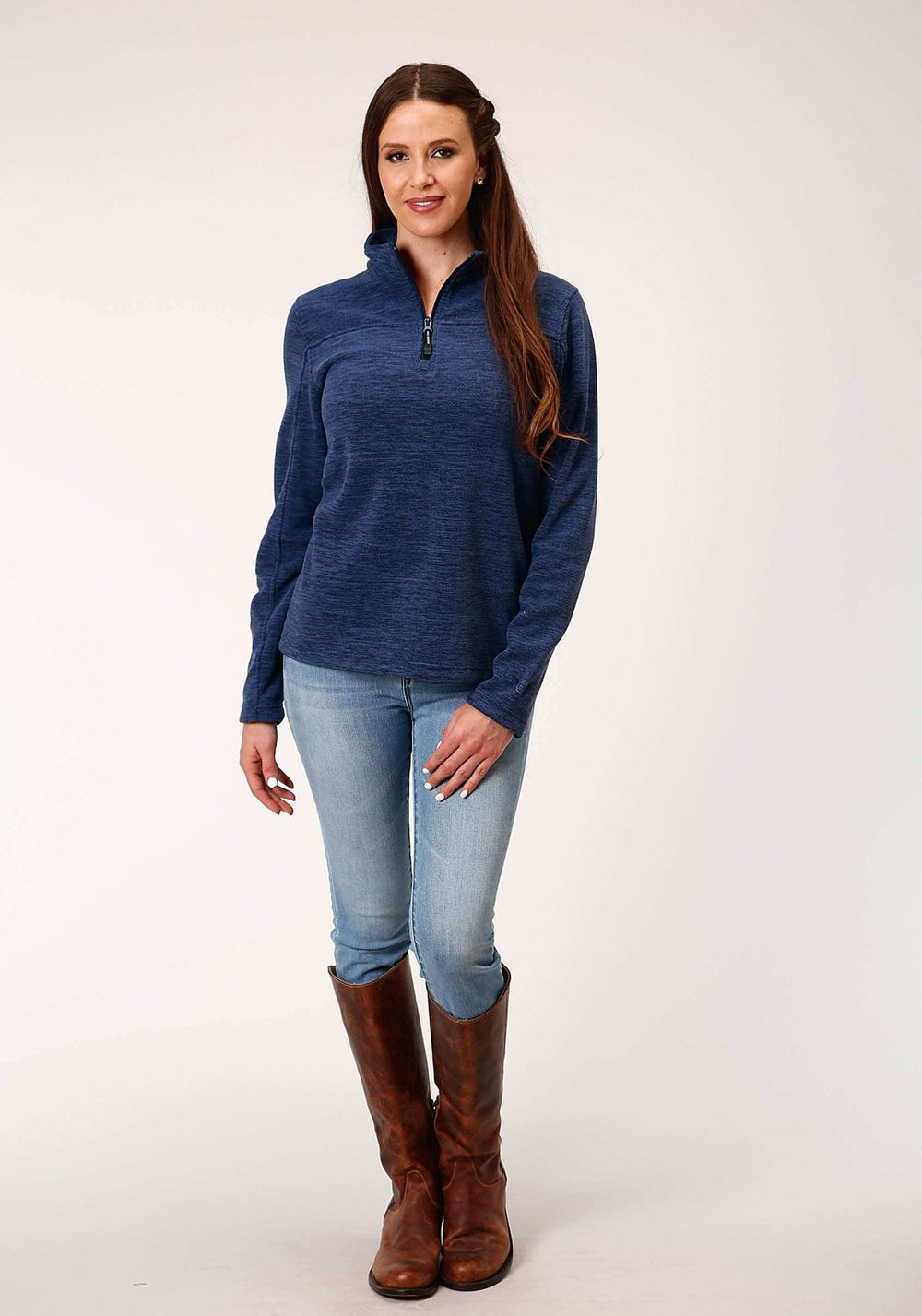 Roper Womens Melange Navy Micro Fleece Pullover - Roper - Flyclothing LLC