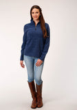 Roper Womens Melange Navy Micro Fleece Pullover - Roper