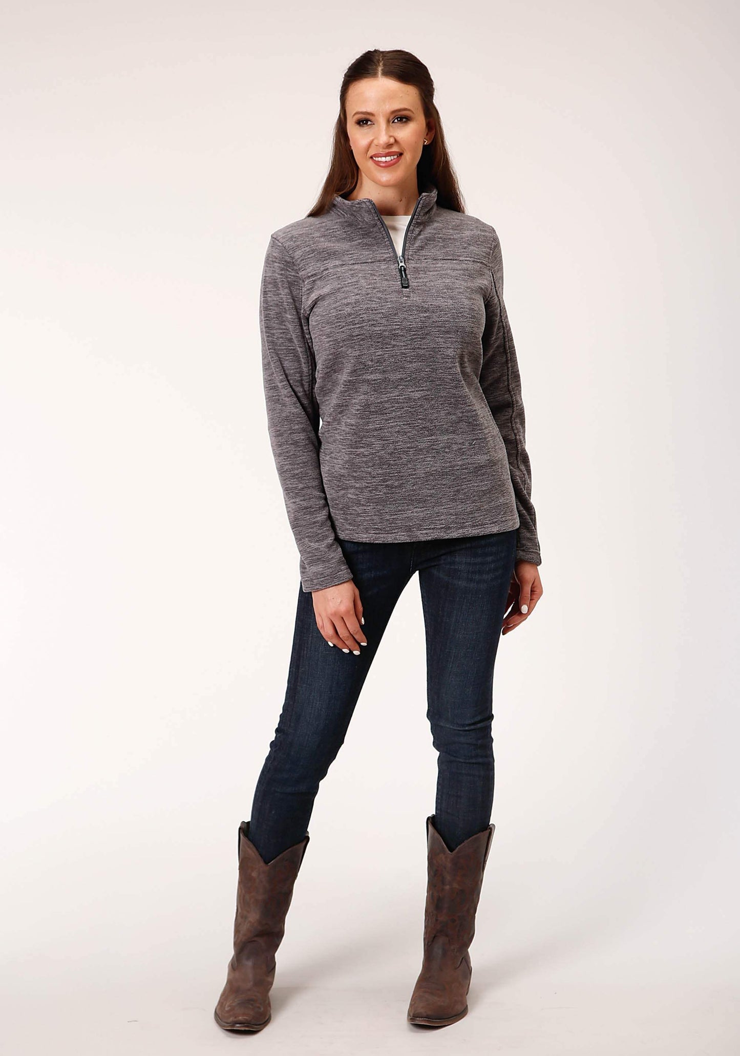 Roper Womens Melange Grey Micro Fleece Pullover - Roper - Flyclothing LLC