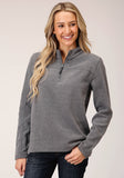 Roper Womens Heathered Charcoal Micro Fleece Pullover - Roper