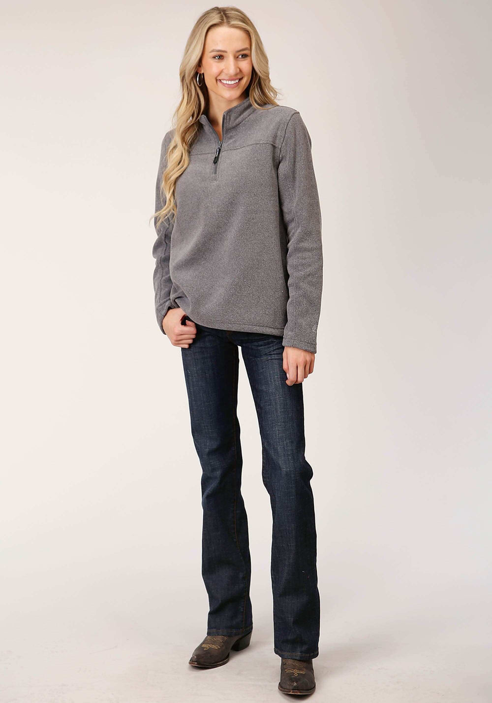 Roper Womens Heathered Charcoal Micro Fleece Pullover - Roper - Flyclothing LLC