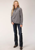 Roper Womens Heathered Charcoal Micro Fleece Pullover - Roper