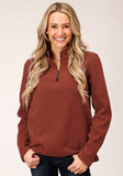 Roper Womens Sienna Rust Micro Fleece Pullover - Roper
