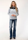 Roper Womens Hthr Grey Micro Fleece Pullover - Roper