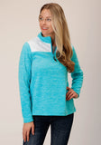 Roper Womens Hthr Turquoise Micro Fleece Pullover - Roper