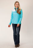 Roper Womens Hthr Turquoise Micro Fleece Pullover - Roper