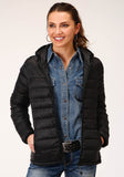 Roper Womens Crushable Hooded Down Jacket Black - Roper