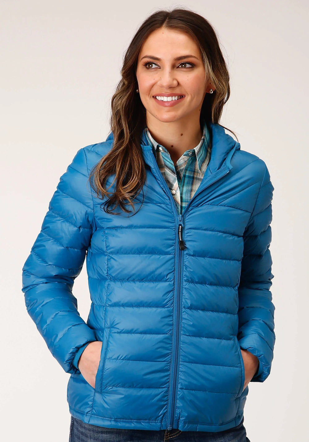Roper Womens Crushable Hooded Down Jacket Teal - Roper