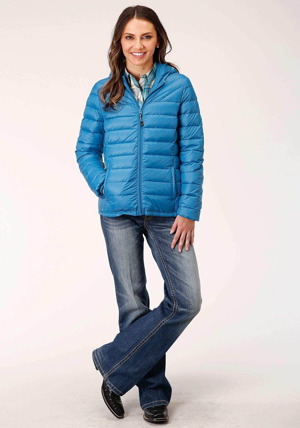 Roper Womens Crushable Hooded Down Jacket Teal - Roper - Flyclothing LLC