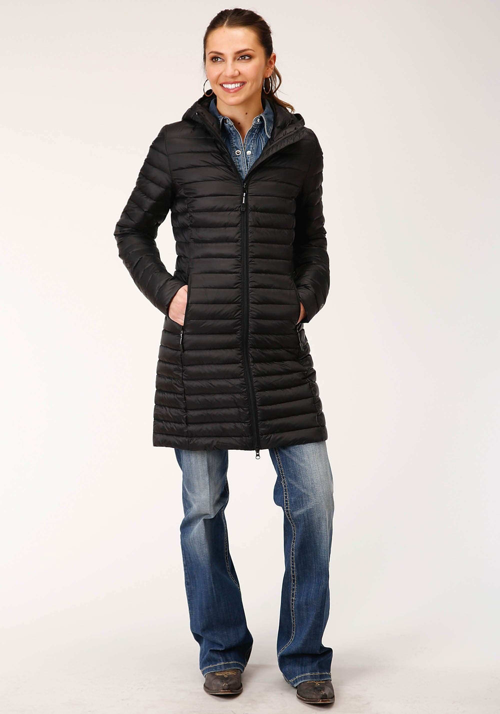 Roper Womens Parachute Black Long Down Jacket - Roper - Flyclothing LLC