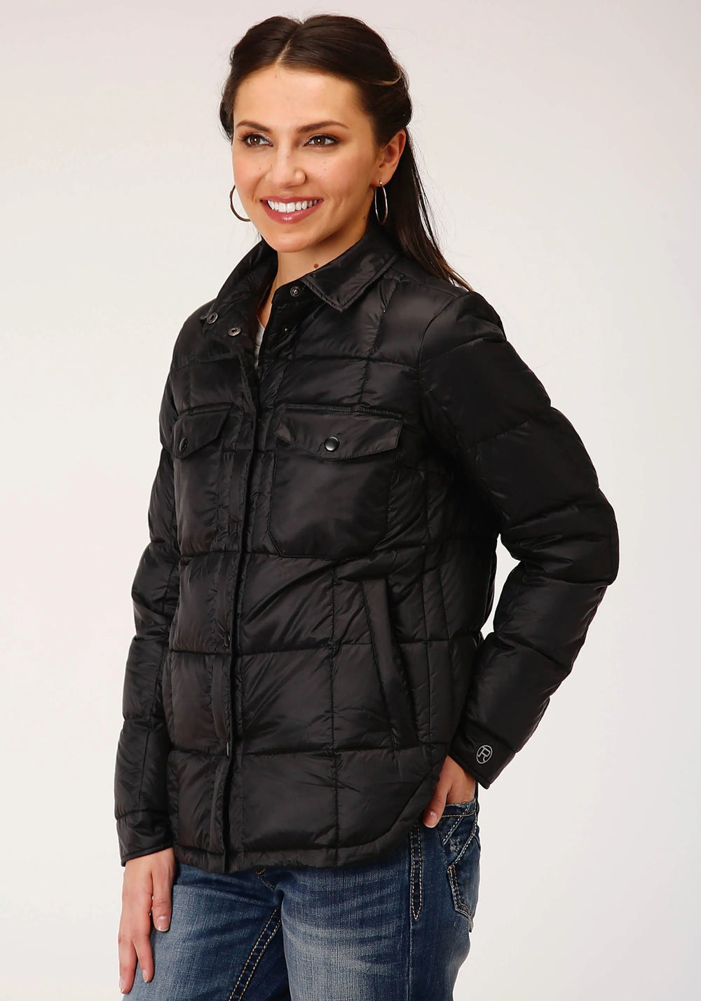 Roper Womens Parachite Jacket With Downfill Black - Roper
