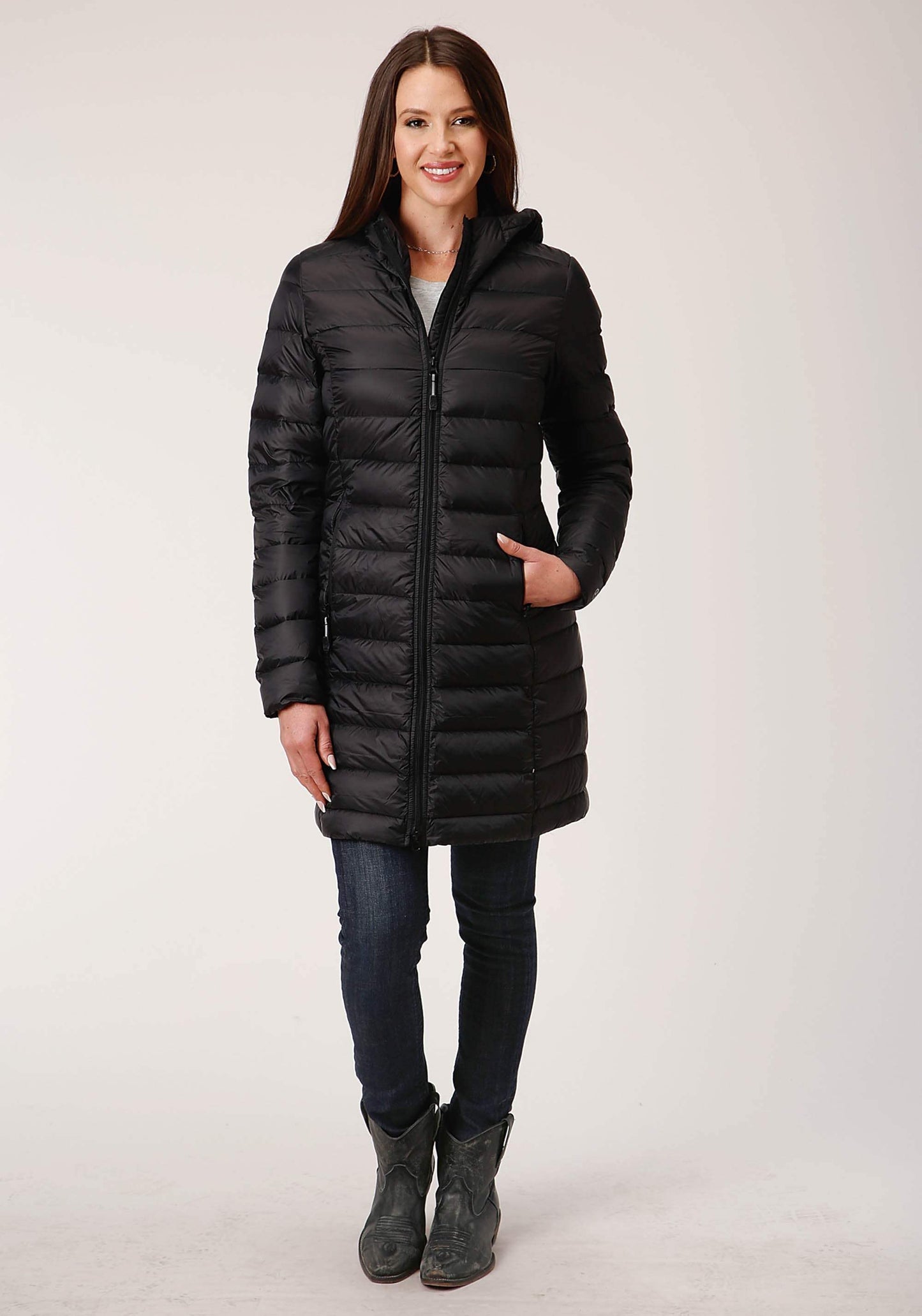 Roper Womens Black Nylon Dwn Proof Coated Jacket - Roper - Flyclothing LLC