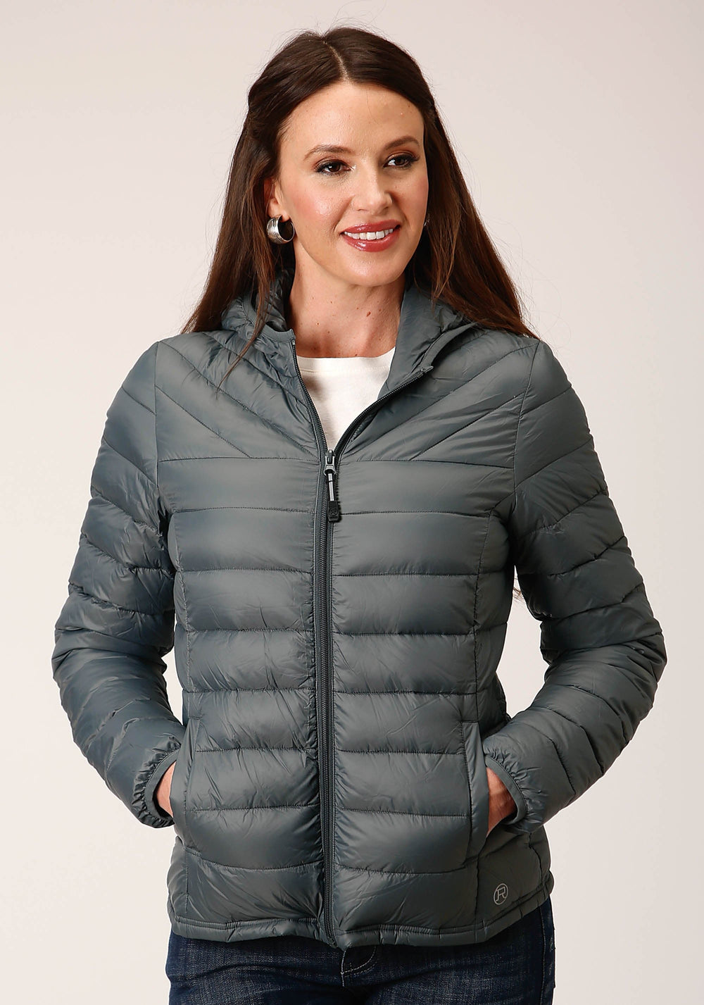 Roper Womens Silver Sage Nylon Down Proof Coated Jacket - Roper