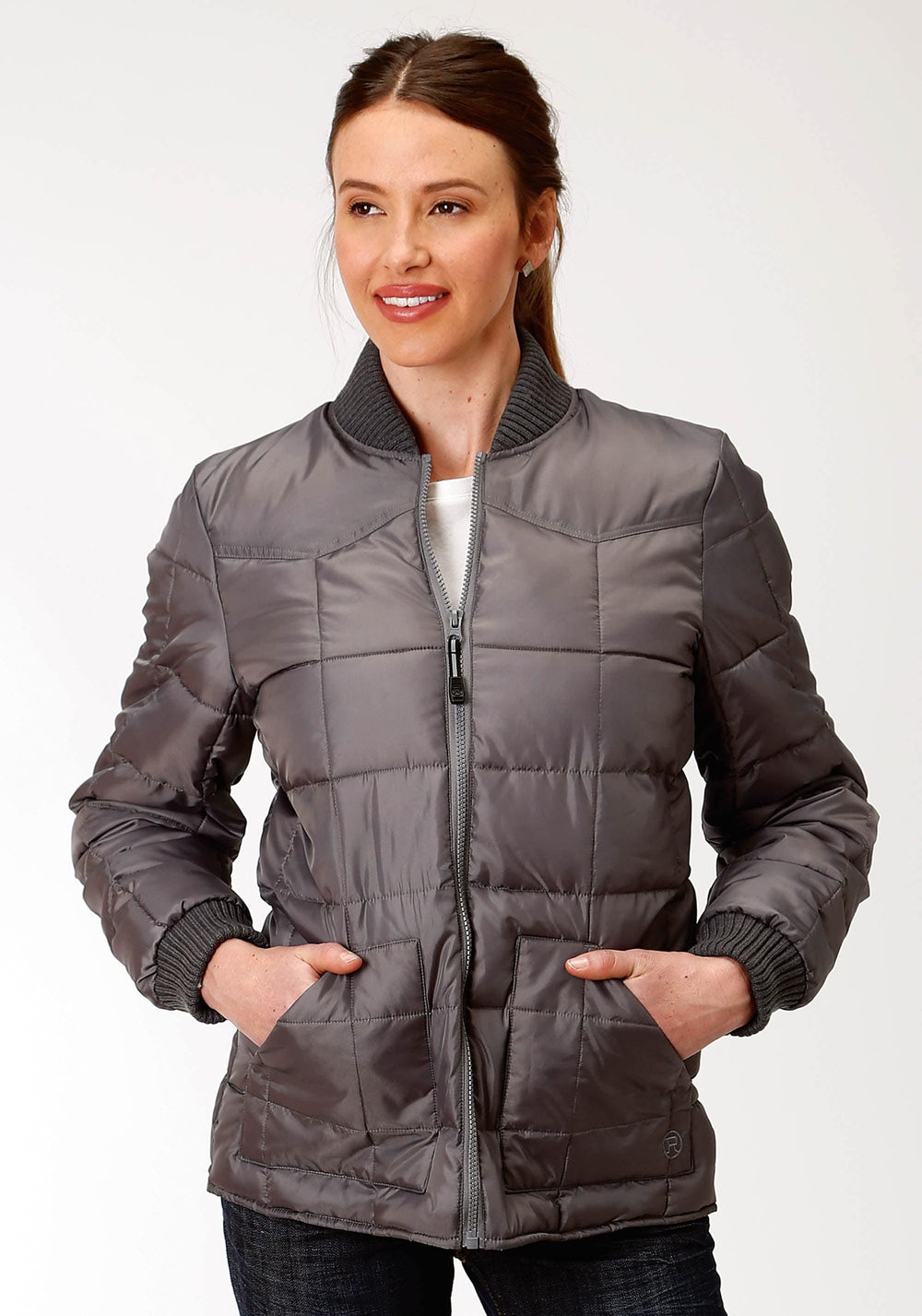 Roper Womens Grey Poly-Filled Jacket - Roper