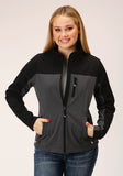 Roper Womens Grey Black Combo Soft Shell Tech Jacket - Roper