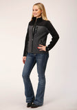 Roper Womens Grey Black Combo Soft Shell Tech Jacket - Roper