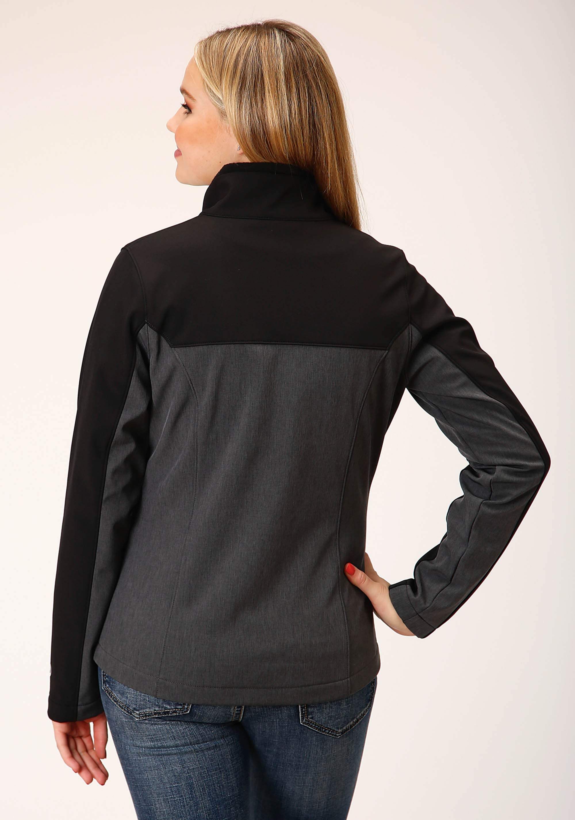 Roper Womens Grey Black Combo Soft Shell Tech Jacket - Roper - Flyclothing LLC