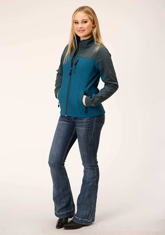 Roper Womens Grey Grey Combo Soft Shell Tech Jacket - Roper - Flyclothing LLC