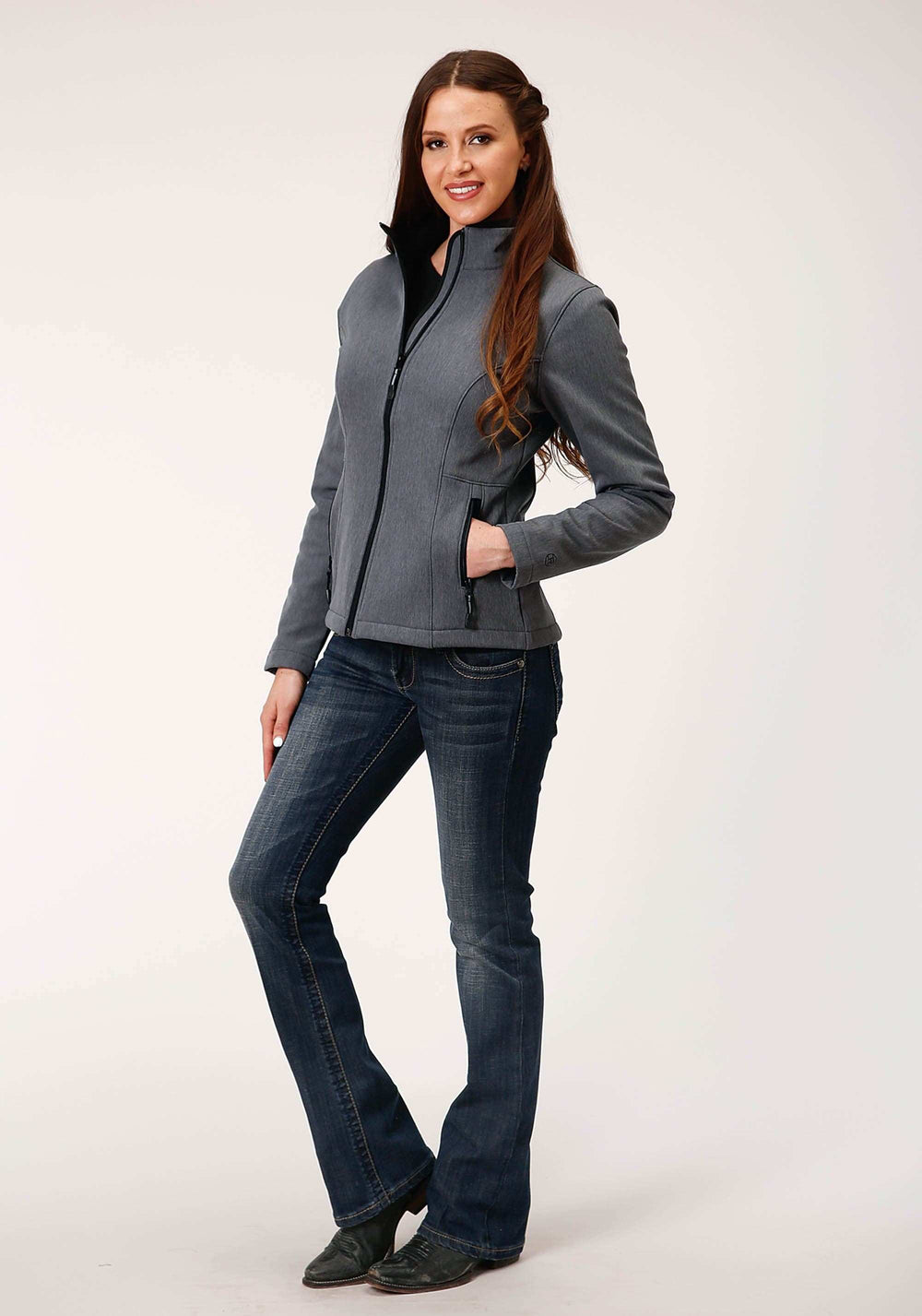 Roper Womens Heathered Grey Softshell Tech Jacket - Roper - Flyclothing LLC