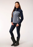 Roper Womens Pieced Navy Softshell Tech Jacket - Roper