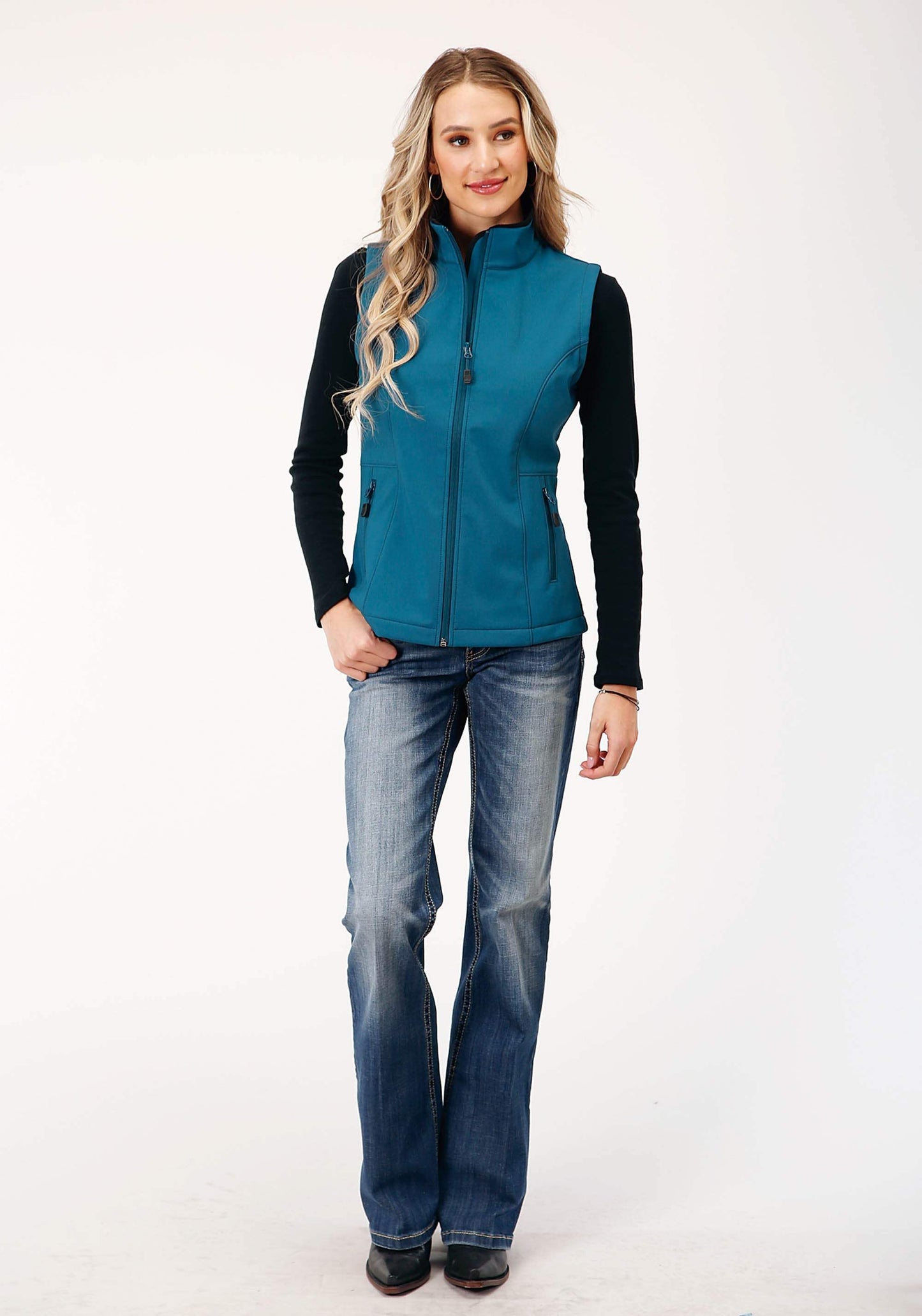 Roper Womens Tech Deep Teal Grid Soft Shell Vest - Roper - Flyclothing LLC