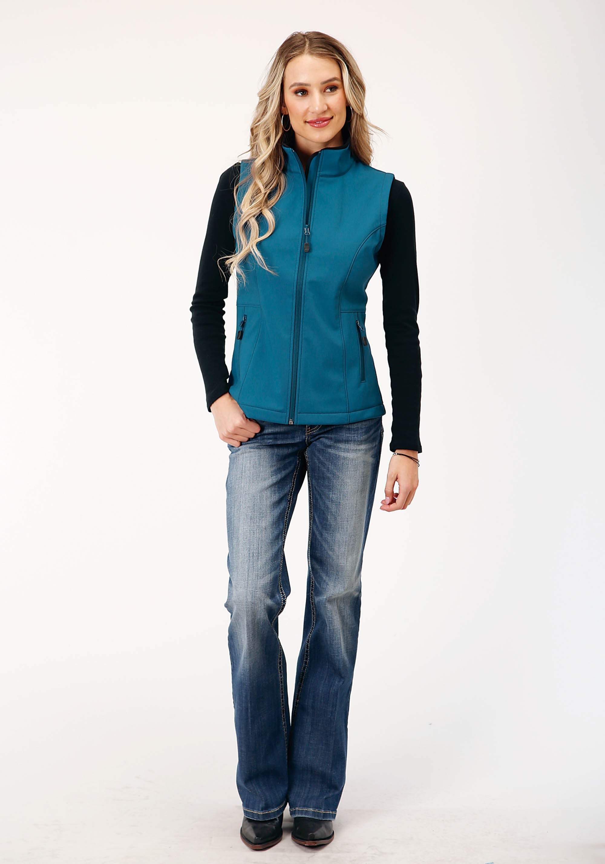 Roper Womens Tech Deep Teal Grid Soft Shell Vest - Roper - Flyclothing LLC