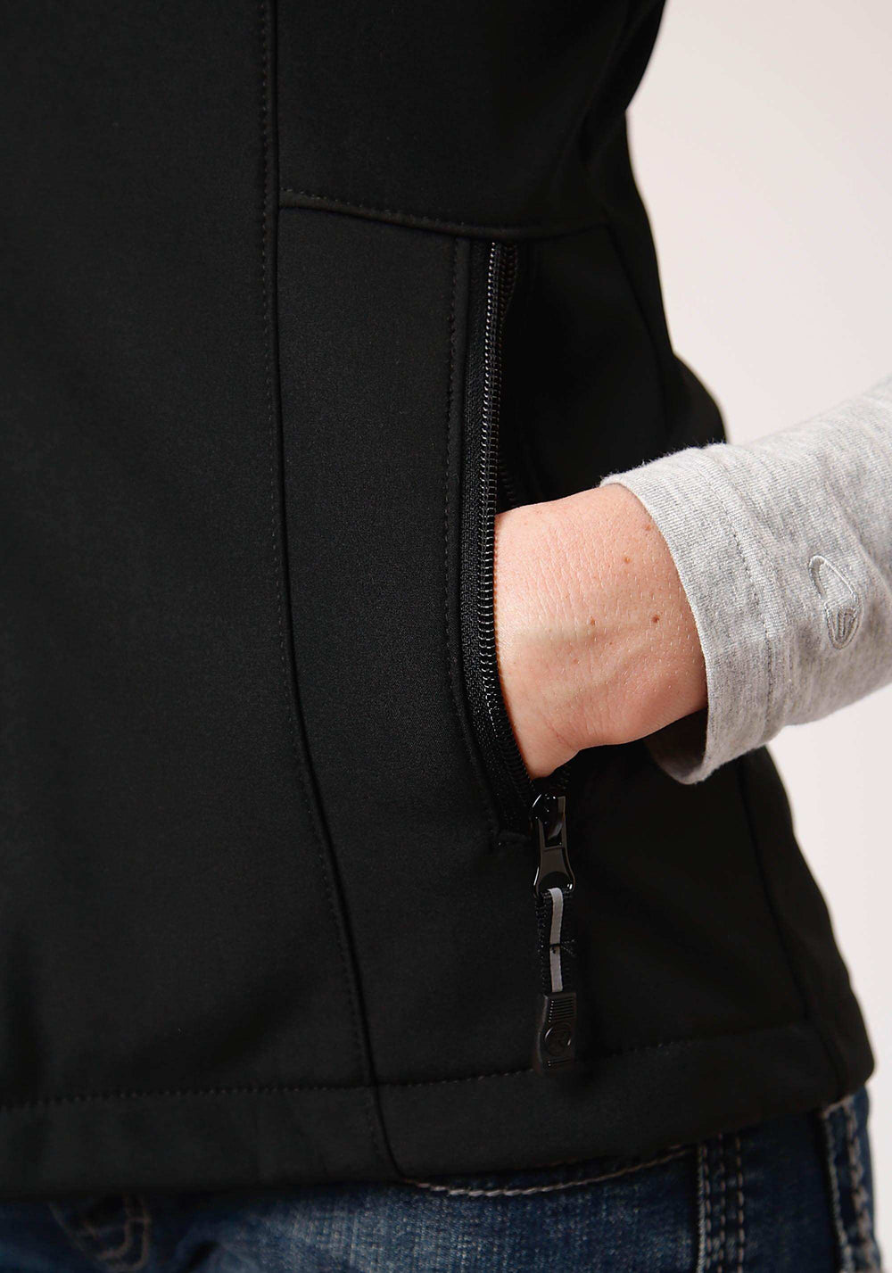 Roper Womens Black Softshell With Black Fleece Lining Zip Front Vest - Roper - Flyclothing LLC