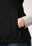 Roper Womens Black Softshell With Black Fleece Lining Zip Front Vest - Roper
