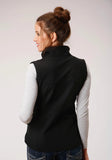 Roper Womens Black Softshell With Black Fleece Lining Zip Front Vest - Roper